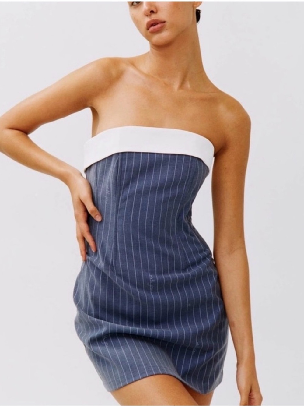 With Jéan Chloe Corset Pinstripe Dress 🤍